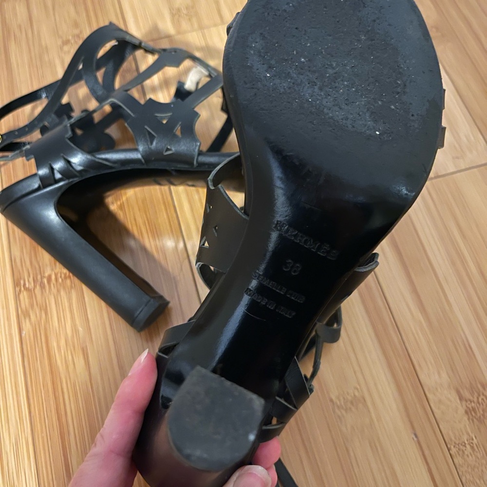 Hermes Black Cutout Heeled Sandals - Picture 3 of 6